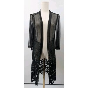 Forgotten Grace Black Sheer Lace Long Cardigan Size S Whimsigoth Boho Festival